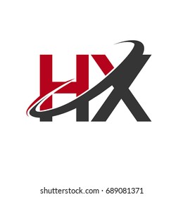 HX initial logo company name colored red and black swoosh design, isolated on white background. vector logo for business and company identity