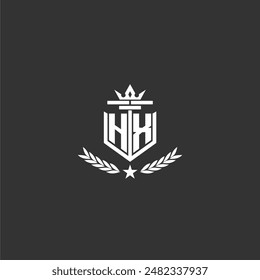 HX initial monogram brand logo design for crown vector image