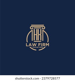 HX initial monogram for law firm with creative circle line
