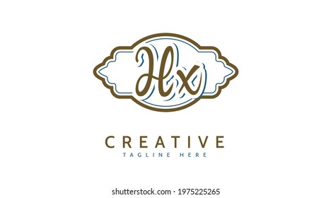 HX Initials, handwriting logo vector