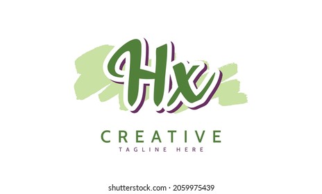 Hx Initials, handwriting logo vector