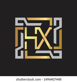 HX Letter logo initial capital monogram with abstract ornament