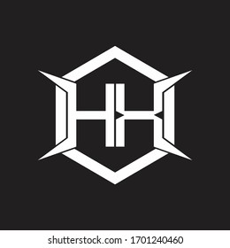 HX Logo monogram with hexagon and four taper shape design template