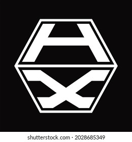 HX Logo monogram with hexagon shape up and down blackground design template