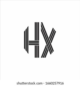 HX Logo monogram outline style linked isolated on white background