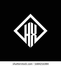 HX logo monogram with square rotate style design template