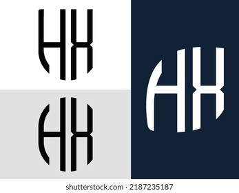 Paquete vectorial de diseño de logotipo de letras iniciales HX moderno. Será adecuado para qué empresa o nombre de marca inician esas iniciales.