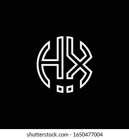 HX monogram logo circle ribbon style outline design template