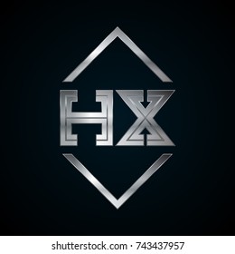 HX Monogram, Metal Logo, Silver Logo
