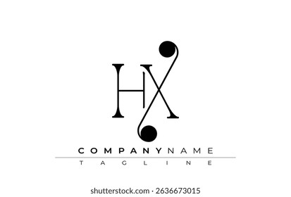HX Typography Logo Design. Stylish monogram design depiction featuring the letters H and X combined in an artistic signature style, delivering a unique and creative visual representation.