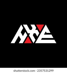 HXE triangle letter logo design with triangle shape. HXE triangle logo design monogram. HXE triangle vector logo template with red color. HXE triangular logo Simple, Elegant, and Luxurious design.