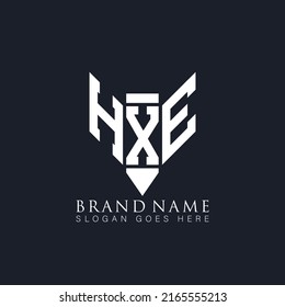 HXE Einzigartiges, modernes, abstraktes geometrisches Design mit Vektorbriefen Logo-Design.
