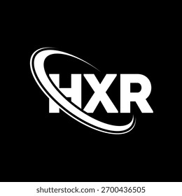 Logotipo de HXR. Letra HXR. Diseño de logotipo de letra HXR. Logotipo HXR de las iniciales enlazado con el círculo y el logotipo del monograma en mayúsculas. Tipografía HXR para tecnología, negocio y marca inmobiliaria.