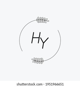 Logotipo inicial del vector de belleza HY, logotipo de escritura a mano de la firma inicial