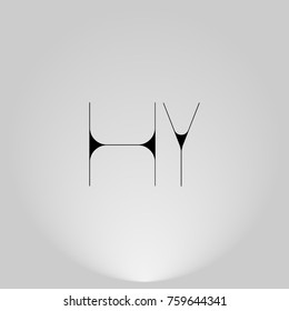 HY Black thin minimalist LOGO Design with Highlight on Gray background.