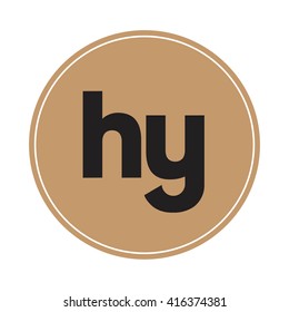 hy brown letters ,abstract background logo, design identity in circle, alphabet letter