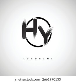 HY Brush Stroke Logo - Símbolo Artístico Moderno com Textura de Tinta para Branding Criativo e Design de Identidade Visual