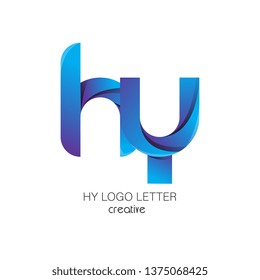 hy circle lowercase design of alphabet letter combination with infinity suitable as a logo for a company or business - Vector