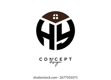 HY Creative Real Estate Monogram Logo Concept Design in Circle Shape