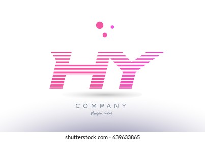 hy h y alphabet letter logo pink purple stripes lines creative text dots company vector icon design template