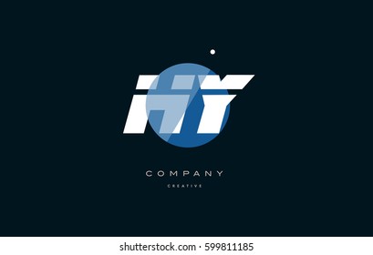 hy h y  blue circle dot big font alphabet company letter logo white design vector icon template 