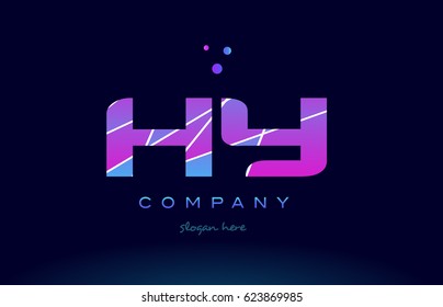 hy h y  creative color blue background pink purple magenta alphabet letter company logo vector icon