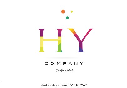 hy h y  creative rainbow colors colored alphabet company letter logo design vector icon template