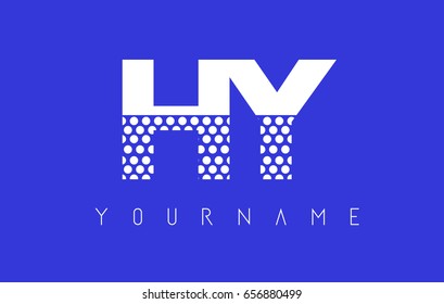 HY H Y Dotted Pattern Letter Logo Design Vector with Blue Background.