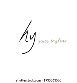 Warum h y Erste Handschrift oder handgeschriebenes Logo für Identität mit Schönheitsmonogramm und elegantem Logo-Design