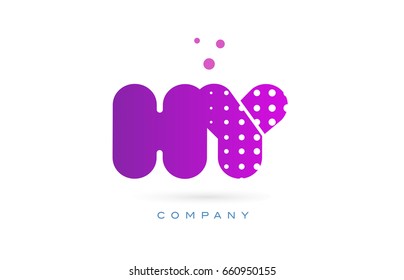 hy h y pink dots dotted letter logo alphabet creative company vector icon design template
