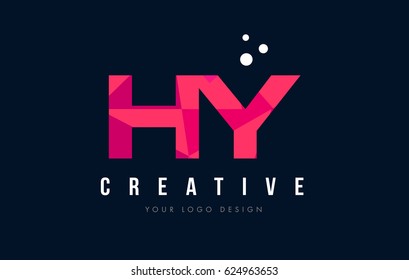 HY H Y Purple Letter Logo Design with Low Poly Pink Triangles Concept