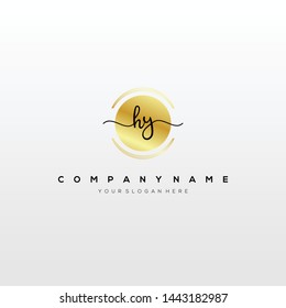 HY handwriting initial logo template vector.