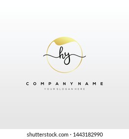 HY handwriting initial logo template vector.