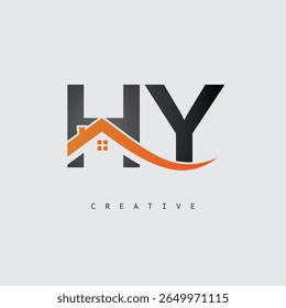 HY House Letter Logo – Creative Real Estate Monogram with Roof Shape and Home Icon for Property, Architecture and Modern Branding Identity