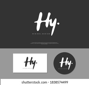 HY Initial handwriting or handwritten logo for identity. Logo with signature and hand drawn style.