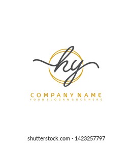 HY Initial handwriting logo concept