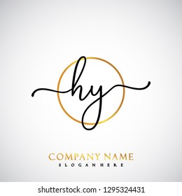 HY Initial Handwriting logo template vector