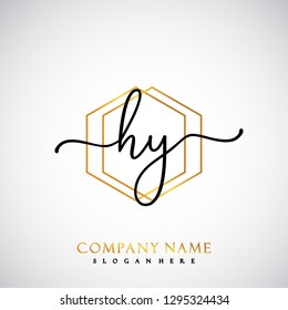 HY Initial Handwriting logo template vector