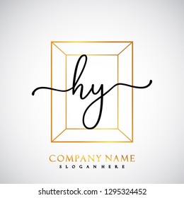 HY Initial Handwriting logo template vector