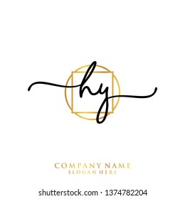 HY Initial handwriting logo template