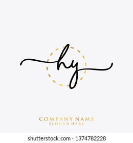 HY Initial handwriting logo template