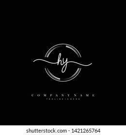 HY initial handwriting logo template vector
