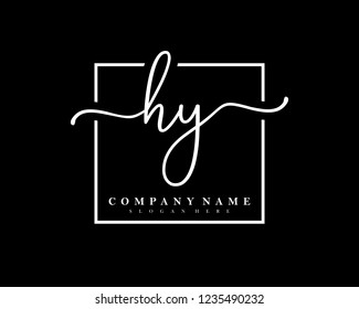 HY Initial handwriting square minimalist logo vector