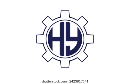 HY anfängliche Buchstaben mechanischen Kreis Logo Design Vektorvorlage. Industrie, Ingenieurwesen, Wartung, Wortmarke, Briefmarke, Monogramm, Baugewerbe, Wirtschaft, Unternehmen, Unternehmen, Handel, Geometrie