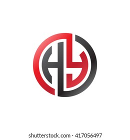 HY initial letters looping linked circle logo black red