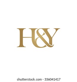 H&Y Initial logo. Ampersand monogram golden logo