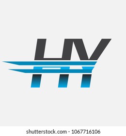 HY initial logo company name colored black and blue, Simple and Modern Logo Design.