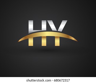 HY initial logo company name colored gold and silver swoosh design. vector logo for business and company identity.
