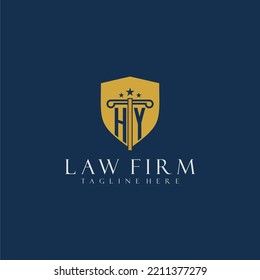 HY initial monogram lawfirm logo with pillar and shield design