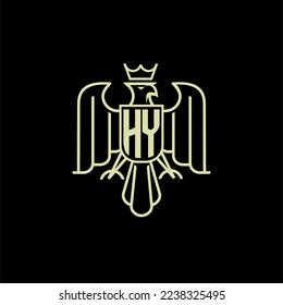 HY initial monogram logo for eagle  crown image vector design
